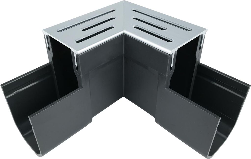 Ecke für schmale Entwässerungsrinnen Aluminium 155 x 155 - Produktbild 