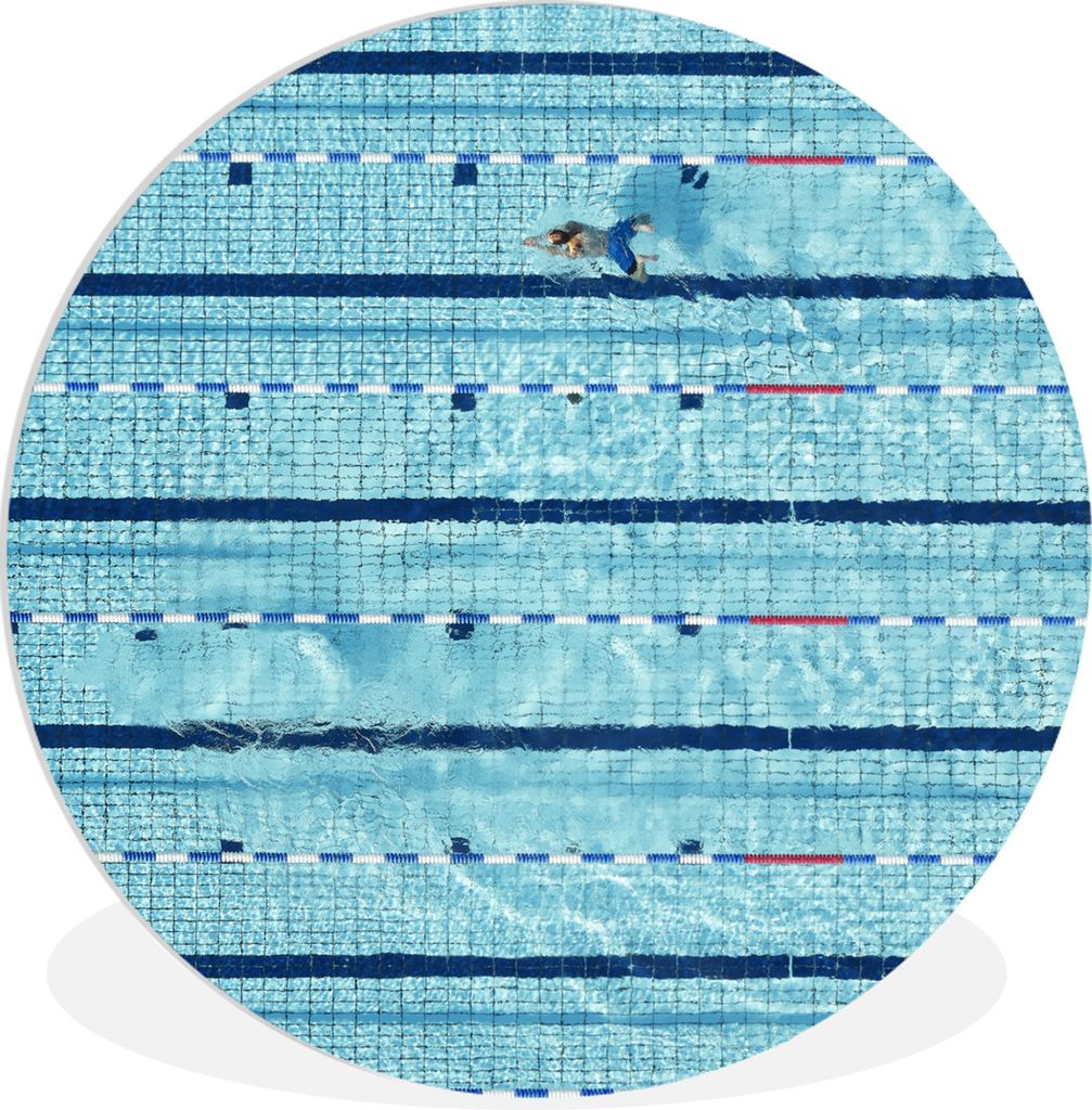 MuchoWow Rundes Wandbild - Runde Bilder Schwimmer - Pool - Wasser Ø 30 cm Kreis Wanddekoration Kunststoff - Wandkreis - Wandschmuck - Schlafzimm...
