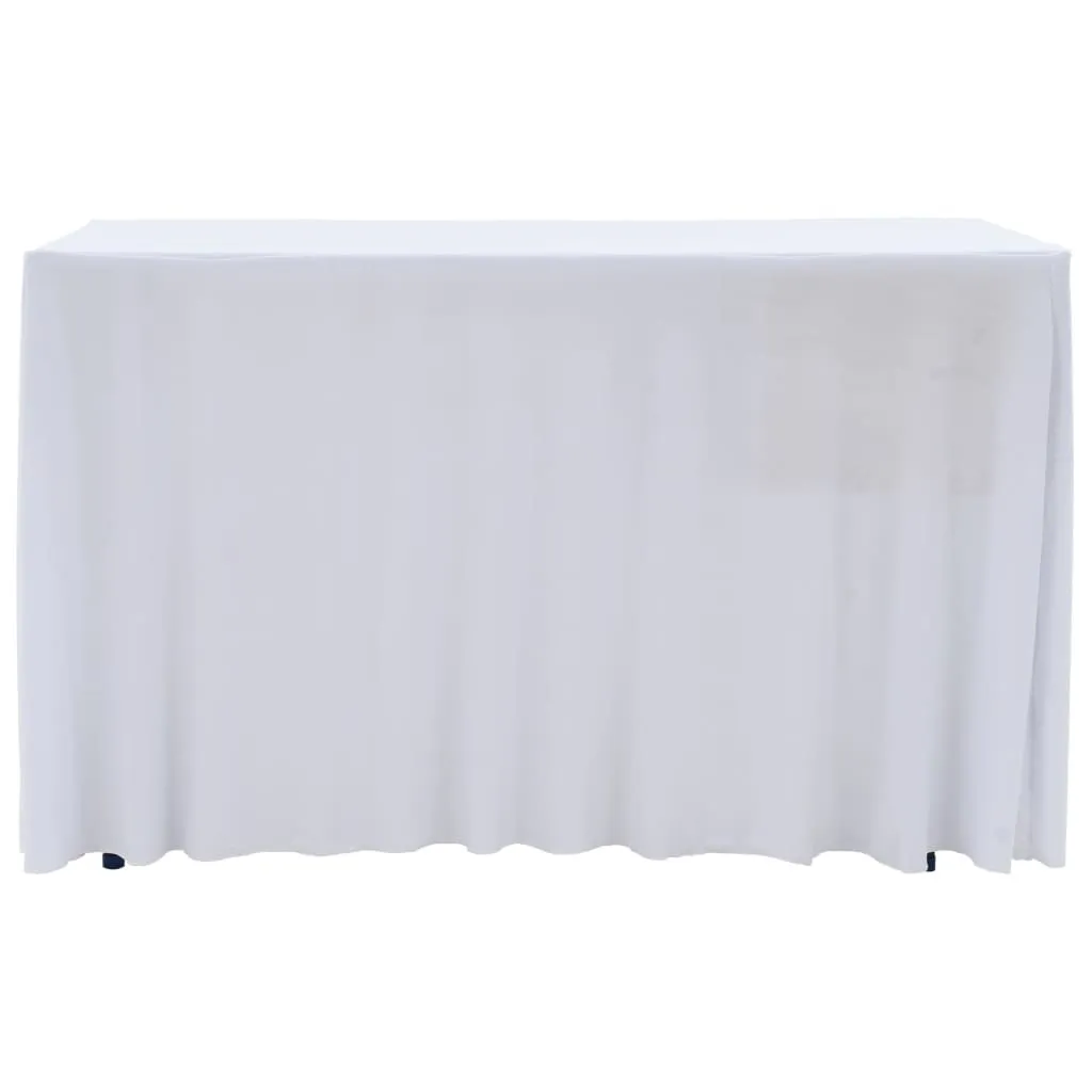 Housse de Table Rectangulaire Stretch Blanche 120cm - Lot de 2 Nappes