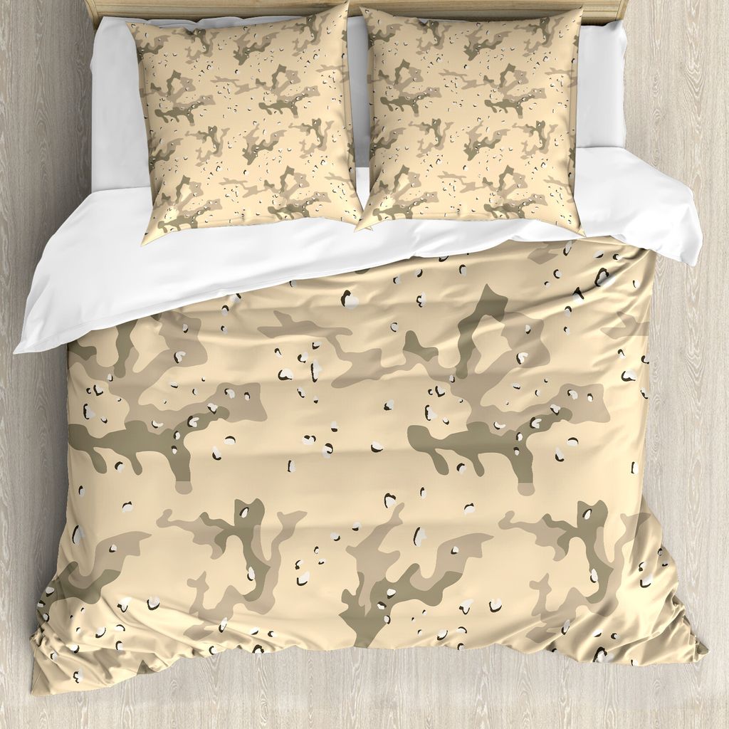 ABAKUHAUS Abstrakt Bettbezugs Set Für Doppelbetten, Versteckt in der Wüste Camo, Milbensicher Allergiker geeignet mit Kissenbezügen, Hell Orange...