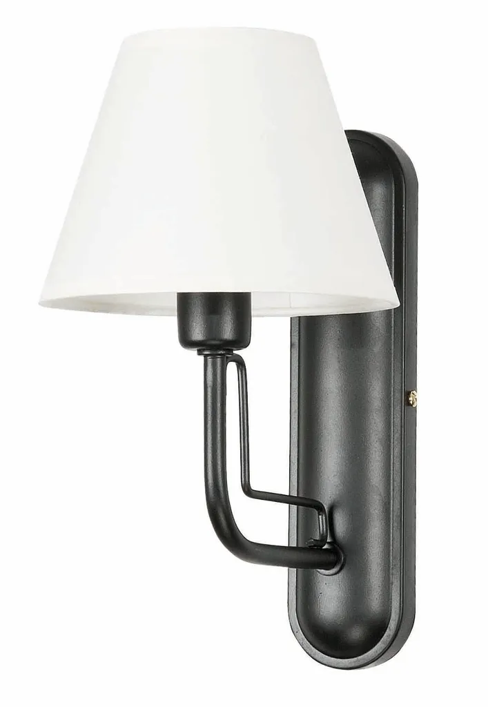 Applique murale ERIS en métal noir et tissu blanc - Luminaire chic 25cm