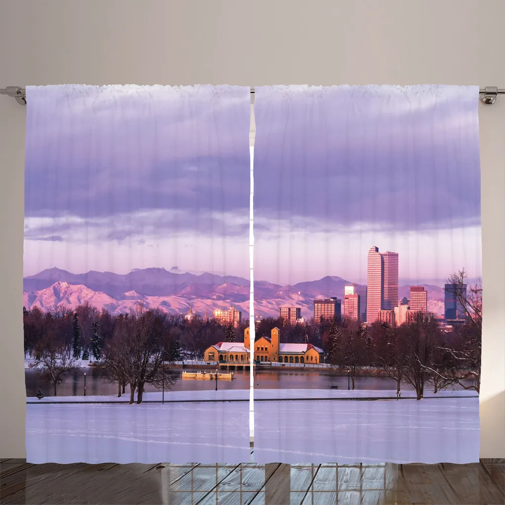 Rideau avec Boucles et Crochets Scène de Nature Hivernale 280 x 225 cm