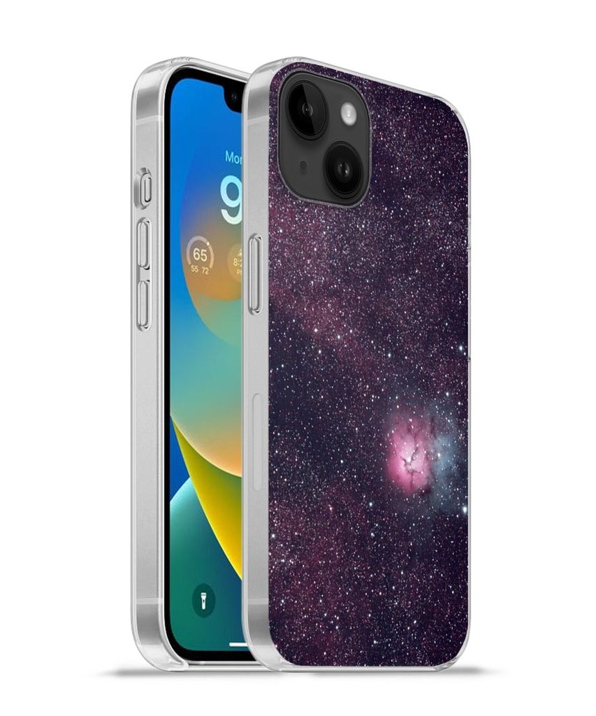MuchoWow Handyhülle Schutzhülle Hülle für Apple iPhone 14 Plus - Soft case Universum - Sterne - Rosa - Jungen - Mädchen - Kinder Silikon Sof...