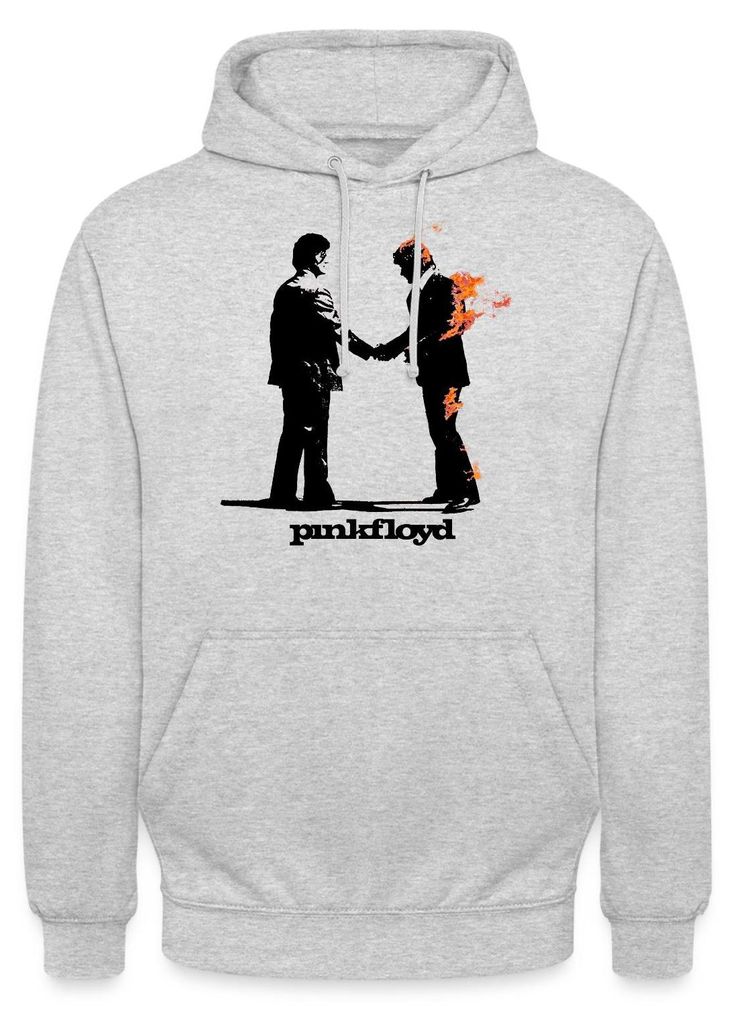 Spreadshirt Pink Floyd Album Cover Und Logo Uni Hoodie, XL, Hellgrau meliert