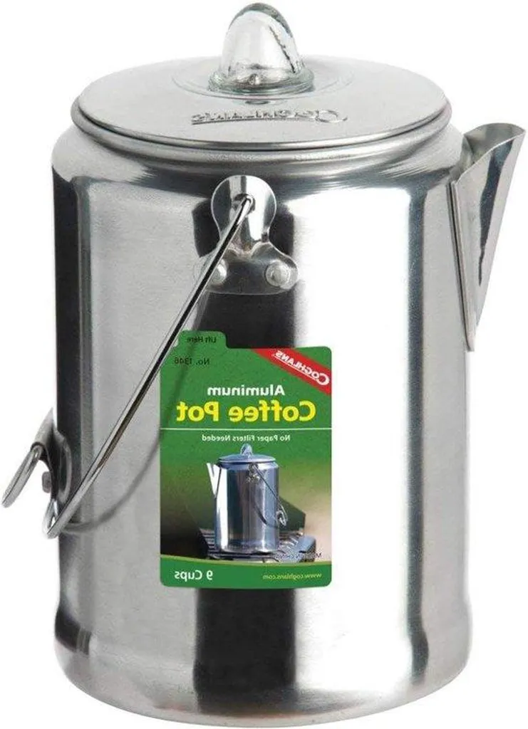 Cafetière Camping Incassable en Aluminium Argenté - Café Chaud Partout