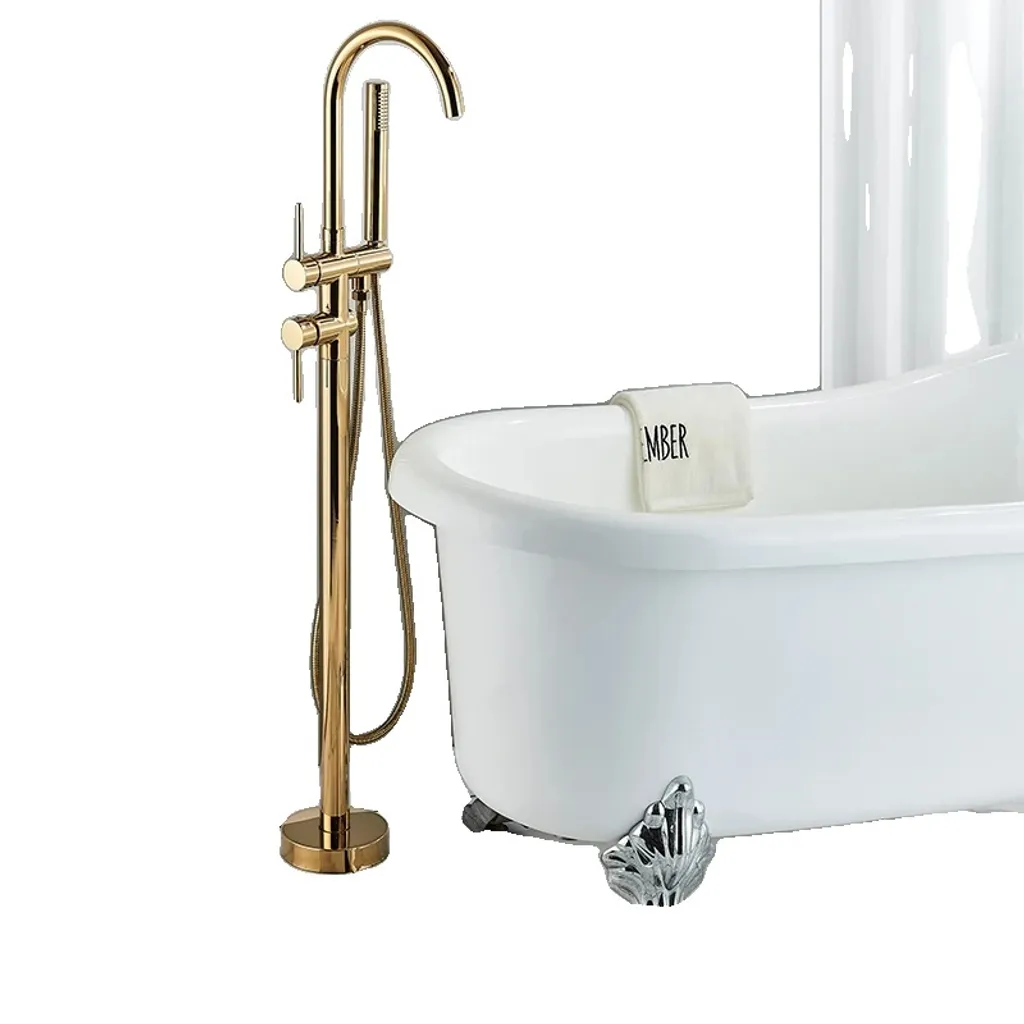 Miscelatore Lavabo Oro Lucido 360°: Design Golden A con Doccetta ABS