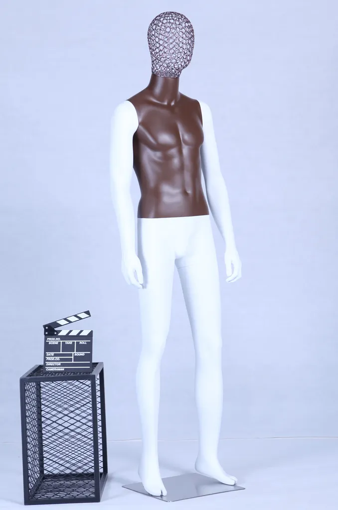 Mannequin de Vitrine Homme de Haute Qualité Blanc Mat avec Tête Grille