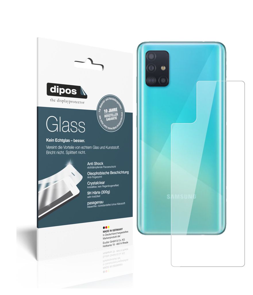 1x Schutzfolie für Samsung Galaxy A71 Rückseite - Anti-Shock 9H Folie dipos Glass Kunststoffglas