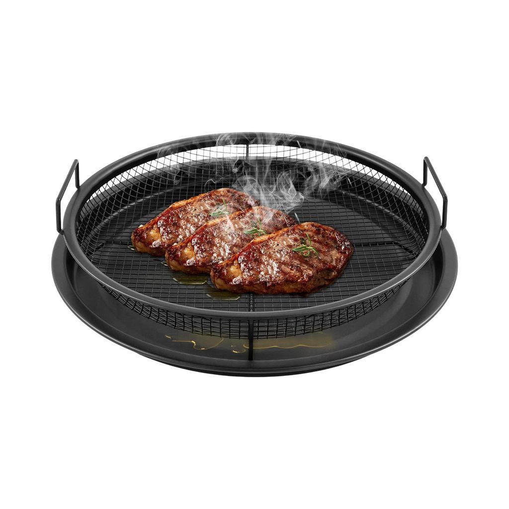 Grillschalen 30cm Grillpfannen Rund Grillkorb (Maximale Temperaturtoleranz: Ungefähr 392 °F) Schwarz