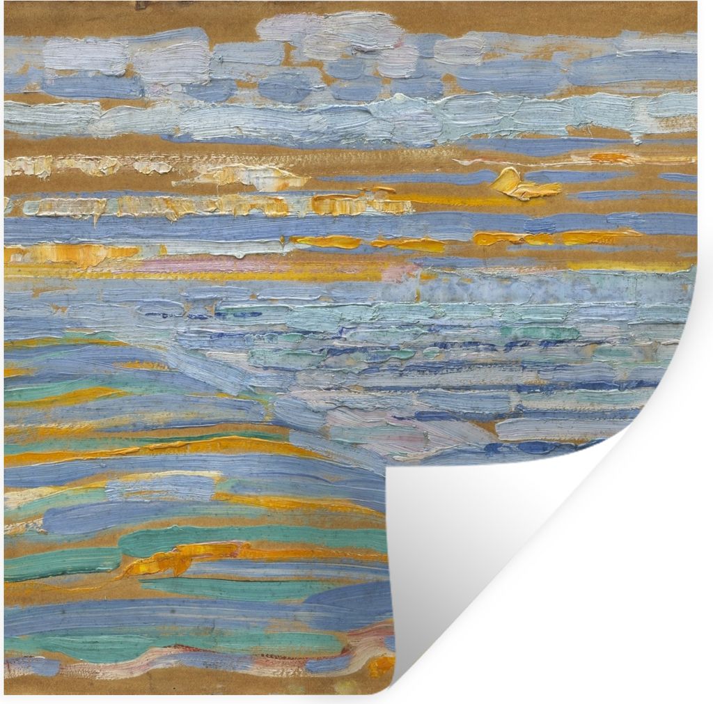 MuchoWow Wandtattoo Wandsticker Wandaufkleber Blick auf den Strand und die Seebrücke von den Dünen aus - Piet Mondrian 50x50 cm Selbstklebend u...