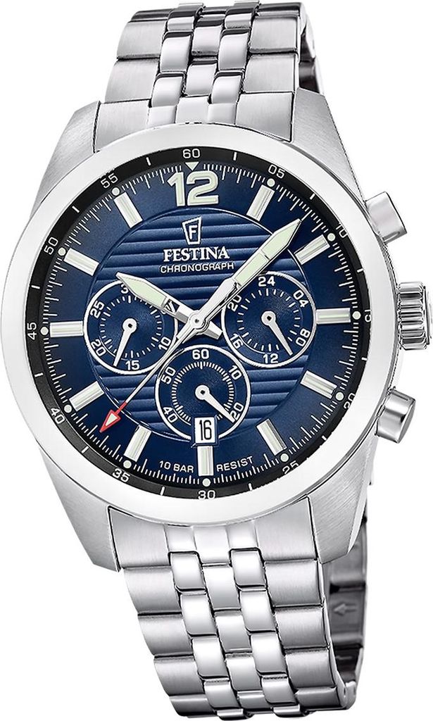 Festina Herrenuhr Timeless Chronograph Armbanduhr Edelstahl silber D2UF20742/4