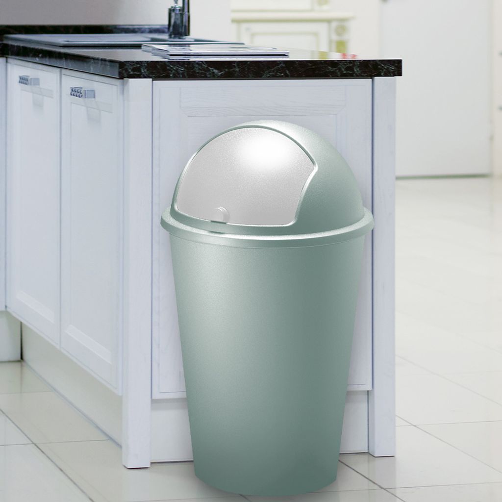 Mülleimer 50L aus Edelstahl Büro für Küche Abfalleimer mit Inneneimer Silber 