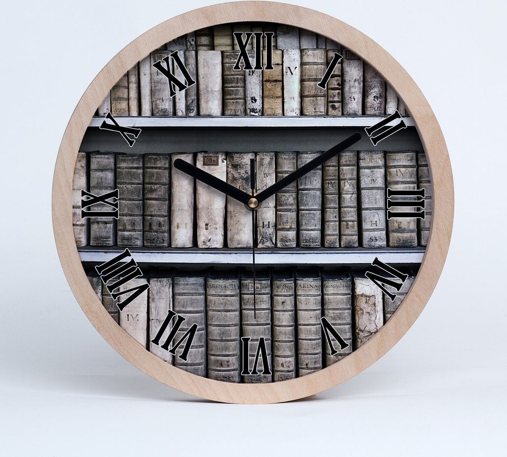 Holzuhr 20fi cm wanduhr - schwarze Spitzen - Bücherregal
