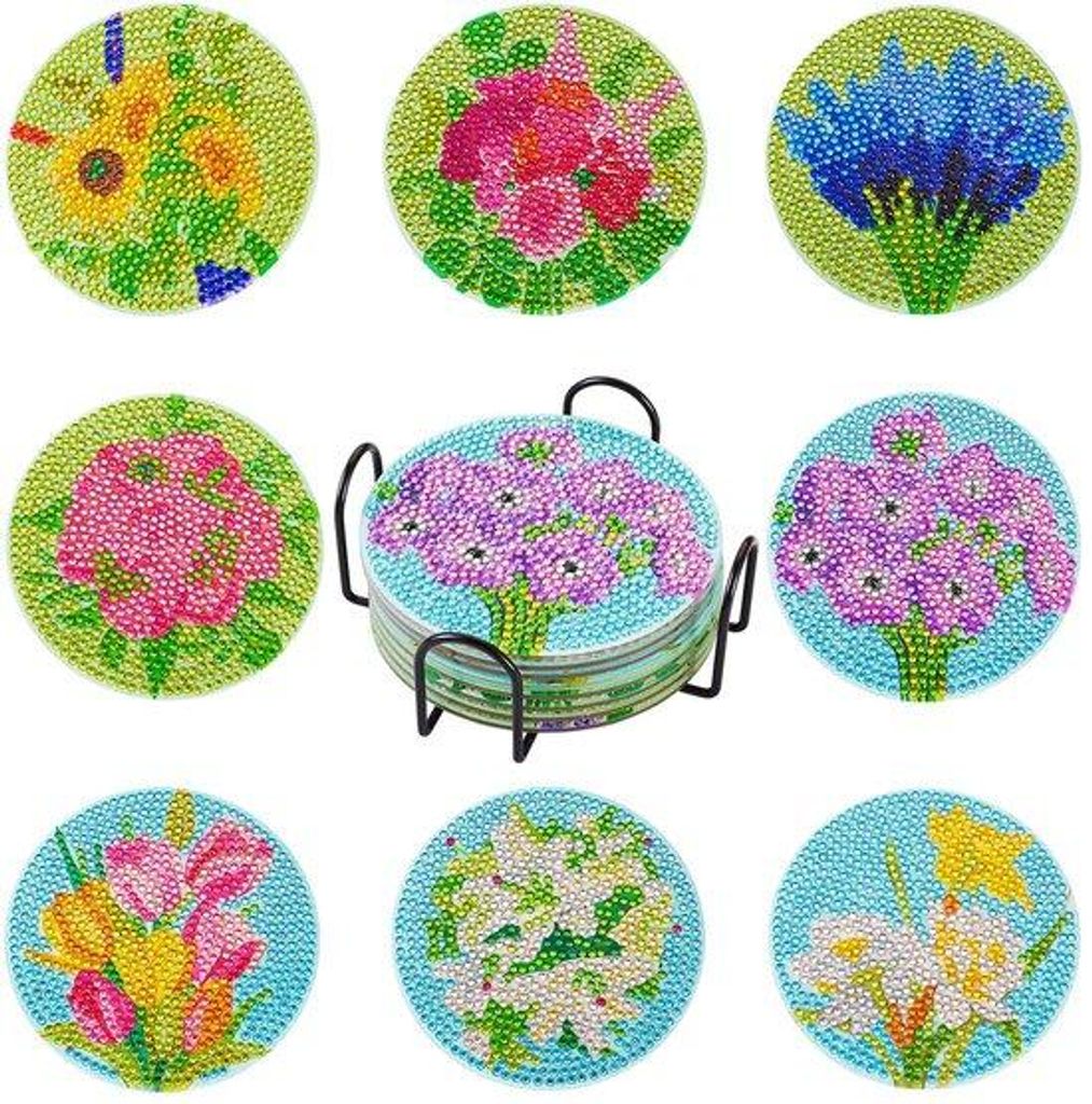 5D Diamond Art Untersteller Blumenmuster Set für DIY Becher