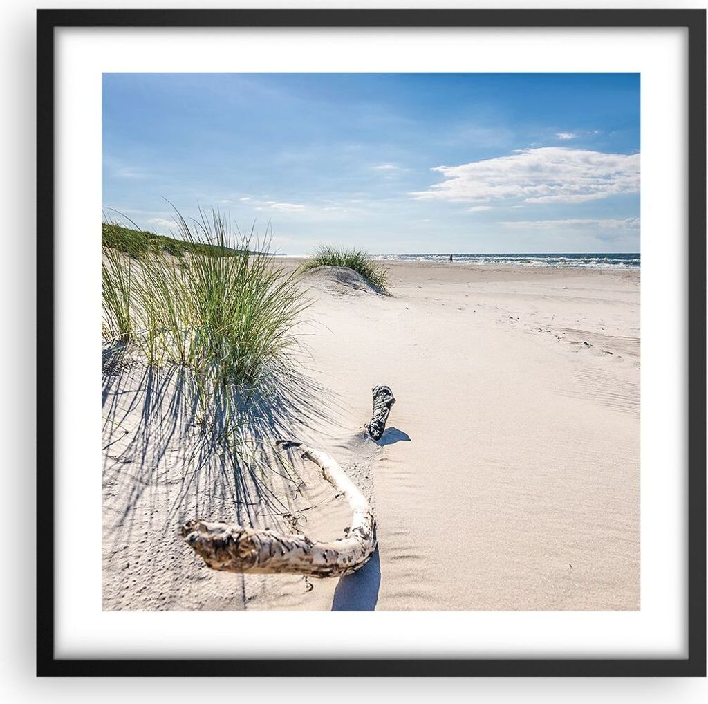 Gerahmtes Poster - Schwarzer Rahmen - Mrzezyno Strand Meer - 50x50 cm - Wand Bild - Wanddeko - Wandbilder - Kunstposter - Wandposter - Bilderrahmen...