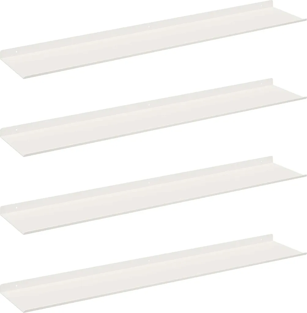Mensole a Parete Bianco Ottico 100cm Acciaio - Set 4 Pezzi Design