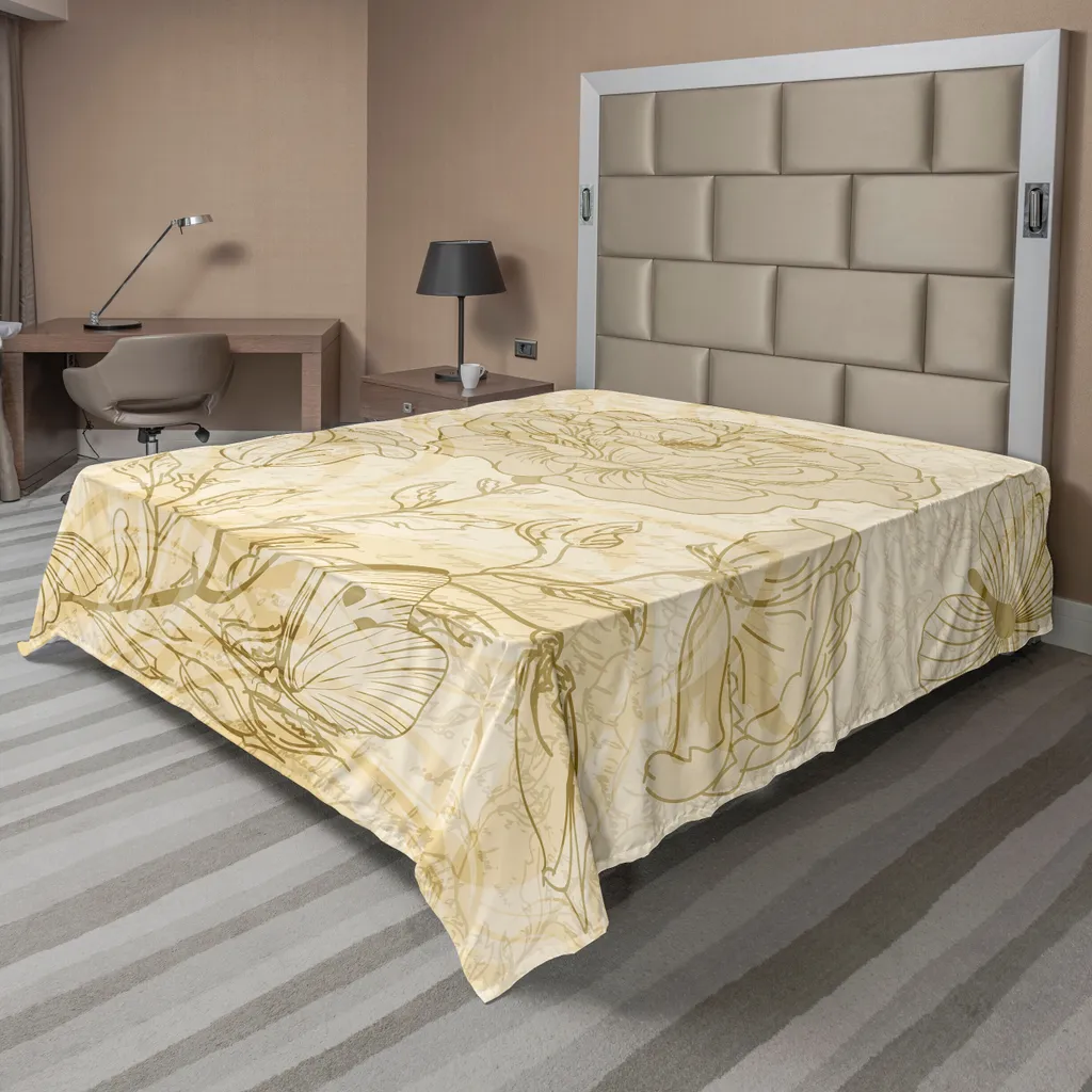 Grand Drap Plat Beige 260x228 cm pour Lit Double Confortable et Déco