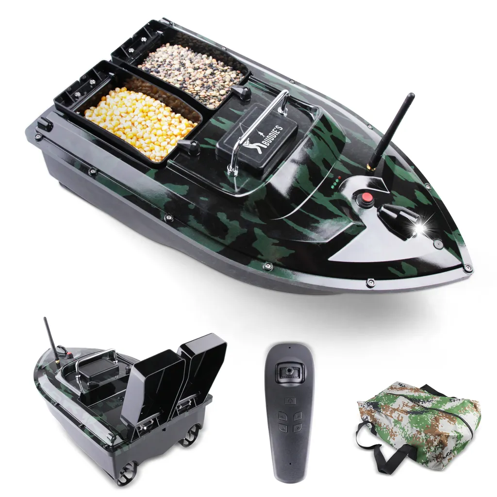 Bateau amorceur BUDDIE'S® capacité 3kg avec double mangeoire et sac
