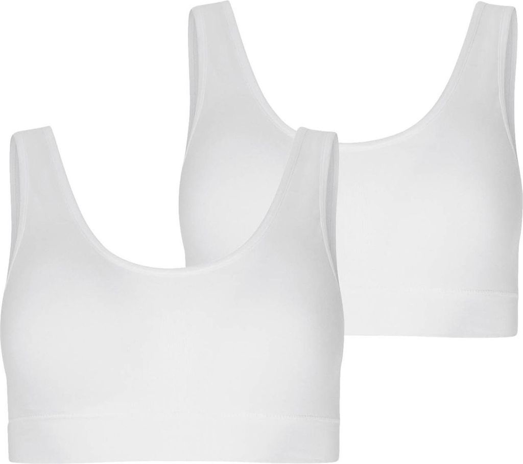 Jockey Damen Bustier, 2er Pack - Seamfree Core Stretch Bra, einfarbig Weiß S