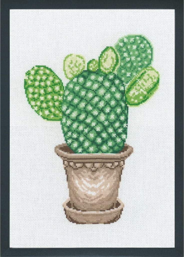 Auslaufmodell Permin Kreuzstich Stickpackung "Mickey Kaktus", Zählmuster, 20x29cm, 92-7445