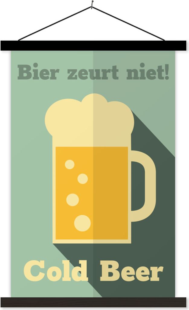 MuchoWow Textilposter Mancave - Bier - Bier nörgelt nicht - Kneipe - Cafe 40x60 cm mit schwarzem Rahmen - Wanddekorationen