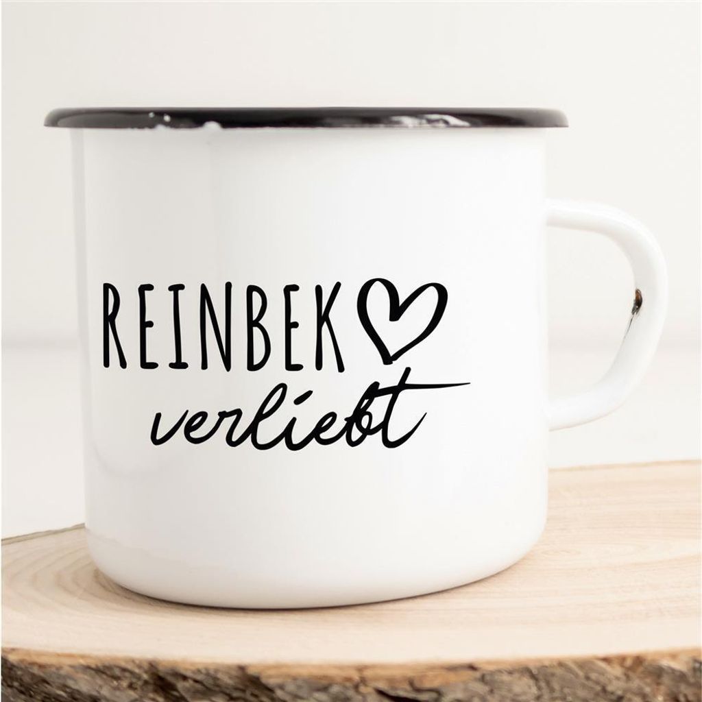 Huuraa Emaille Tasse Reinbek Geschenk Kaffeebecher Vintage 300ml Reinbek Präsent