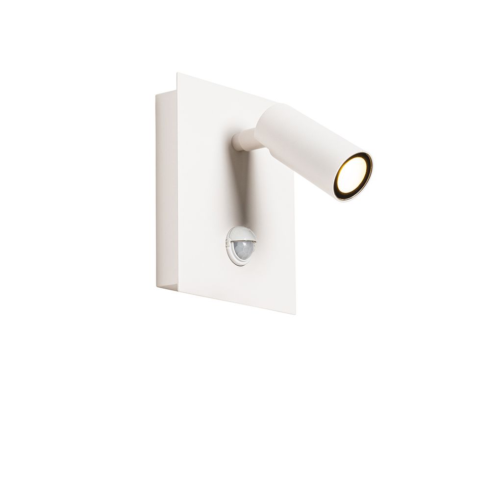 Qazqa led Modern außen Wandleuchte, Außenlampe mit Bewegungssensor, Wandlampe für den Garten - Simon - Weiß, inkl. 3.6W integrierter LED, 13cm,...