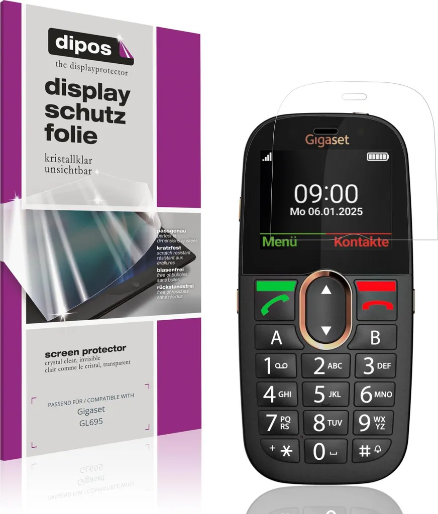 4x Pellicola Gigaset GL695 dipos Claro - Protezione Schermo Invisibile