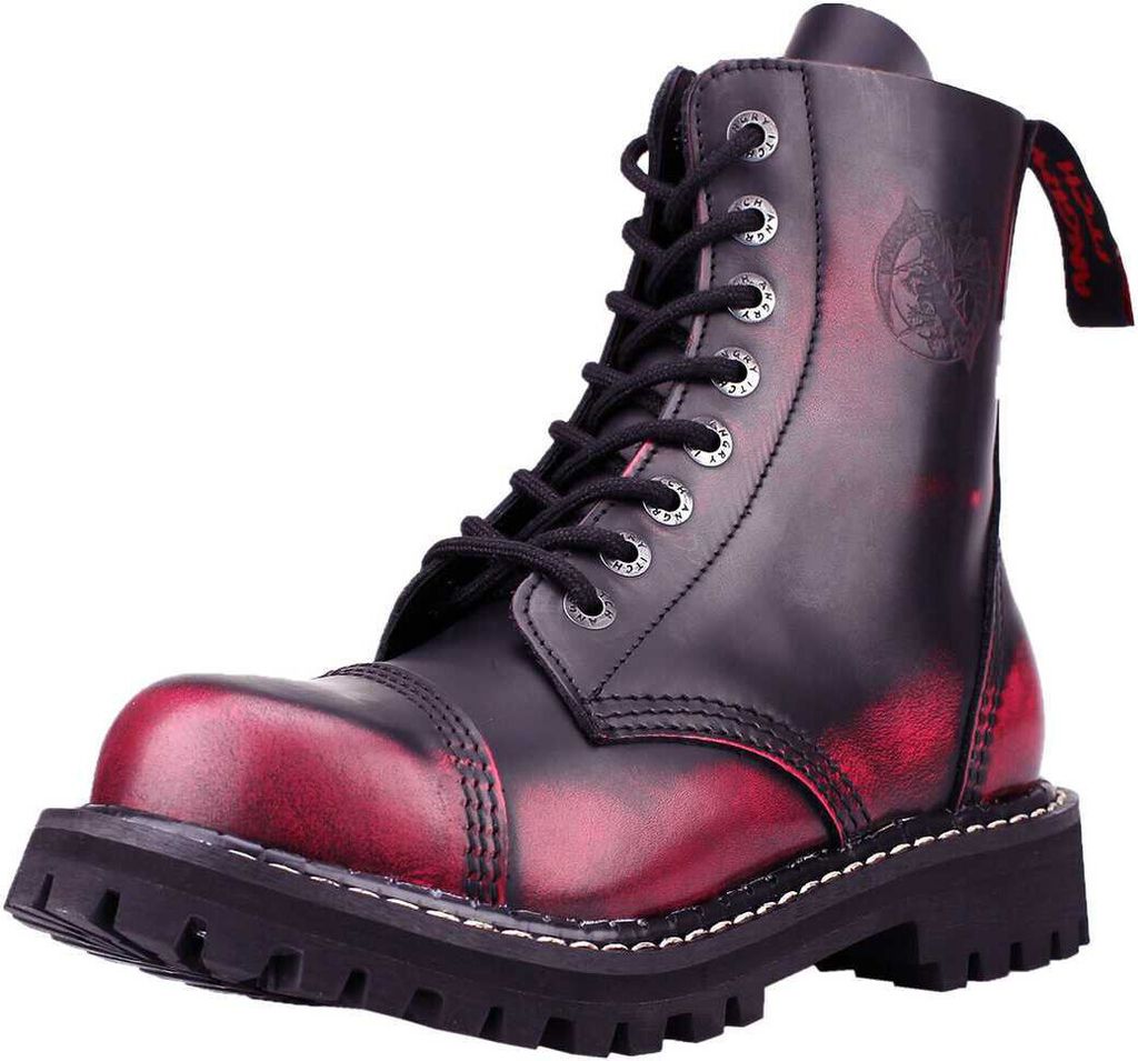 ANGRY ITCH-8-Loch Pink Rub-Off Ranger Armee Leder Stiefel mit Stahlkappe, EU 40
