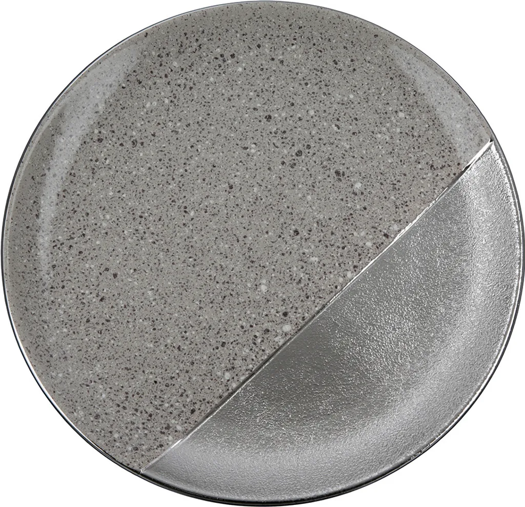 Assiette de service céramique pour centre de table gris et argent 35cm