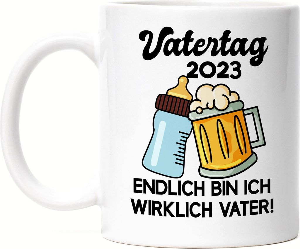 Vatertag 2023 Tasse Papa Geschenk Lustig Spruch Herrentag Endlich bin ich wirklich Vater