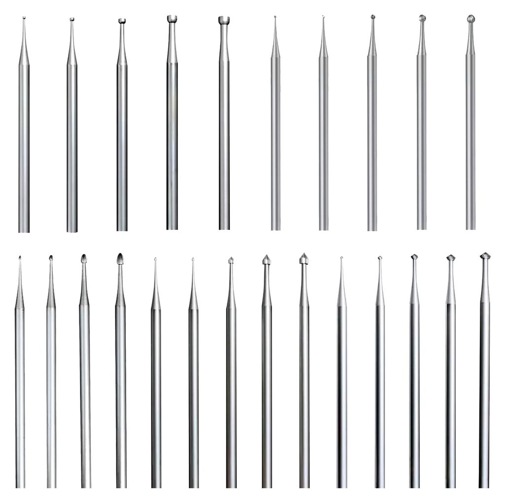 24-teiliges Set mit 3/32-Zoll-Schaft, inklusive Kugelfräser, Steinfassungs-Bits, runder Frässtift, 90o-Hartfräser und Knospenbohrer-Set für di...