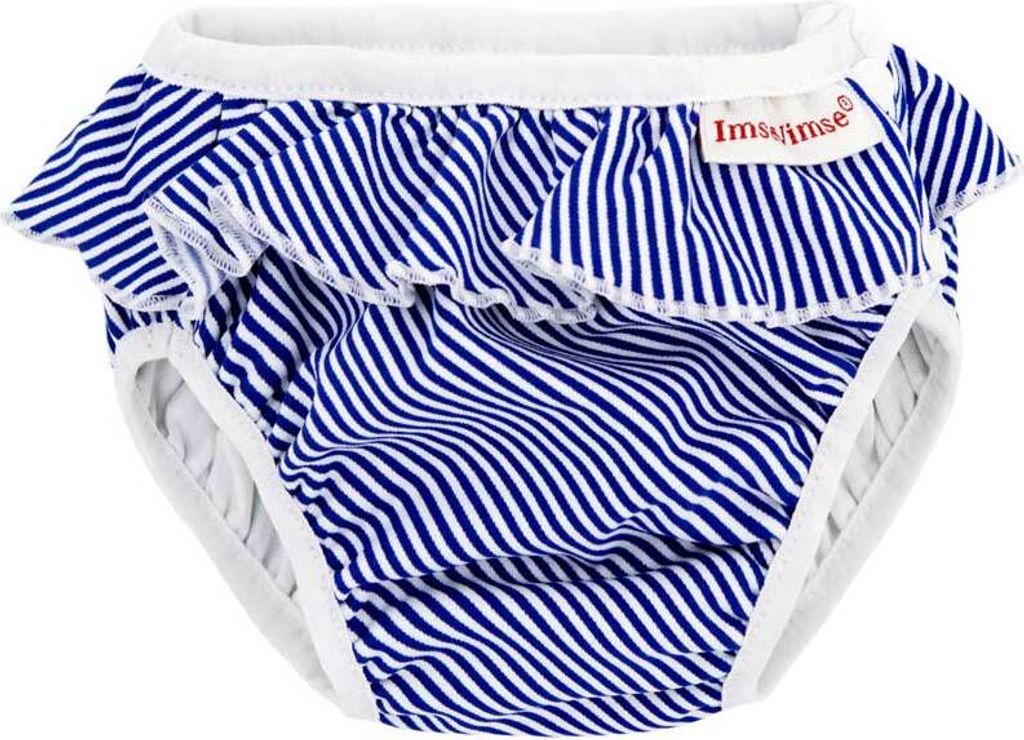 Imse Vimse Schwimmwindel, Badewindel, White/Blue Stripes Frill Weiss blau gestreift mit Rüschen S (small) 5-8 kg