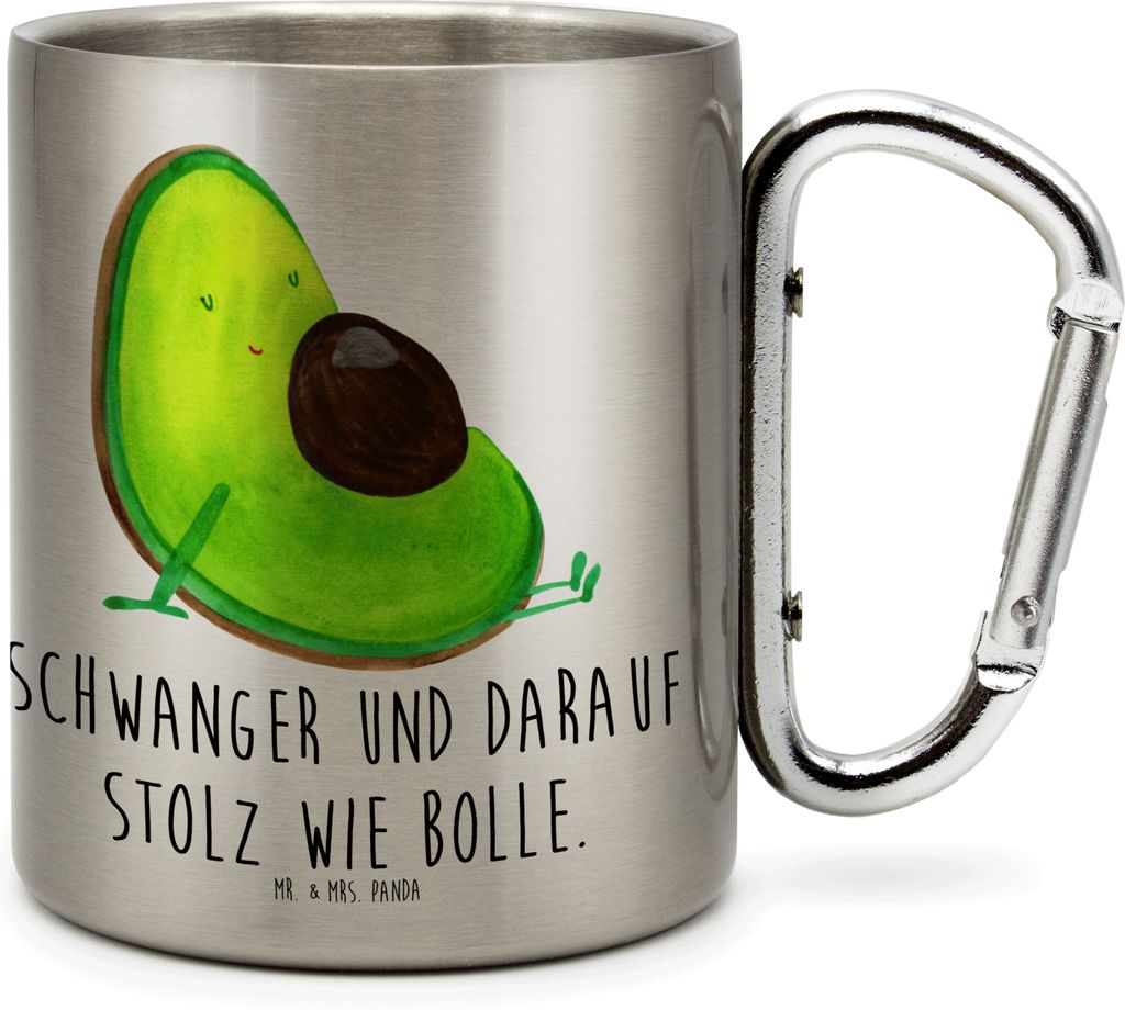 Mr. & Mrs. Panda Edelstahlbecher Avocado Schwangerschaft - Transparent - Geschenk, Liebe, Teetasse, Thermobecher, Trinkbecher Edelstahl, Schwanger,...
