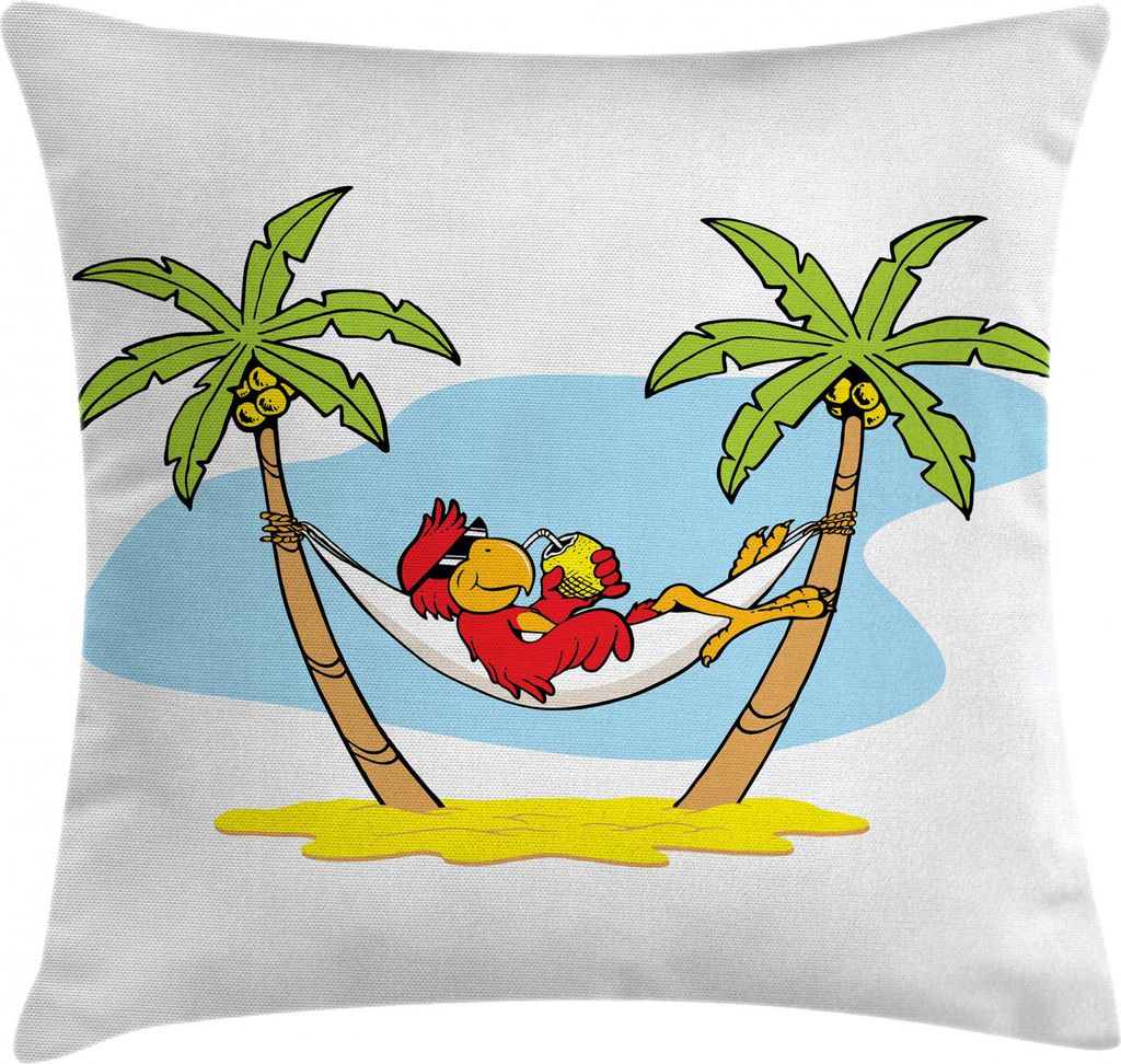 ABAKUHAUS Strand Kissenbezug, Hängematte Palm Tree Shade, Waschbar mit Reißverschluss Kissenhülle mit Farbfesten Klaren Farben Beidseitiger Druc...