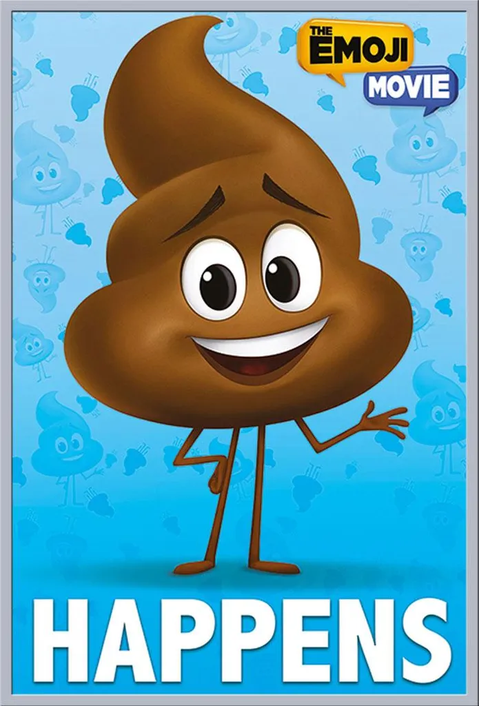 Affiche The Emoji Movie Poop Happens avec Cadre Argenté Shinsuke 61x91