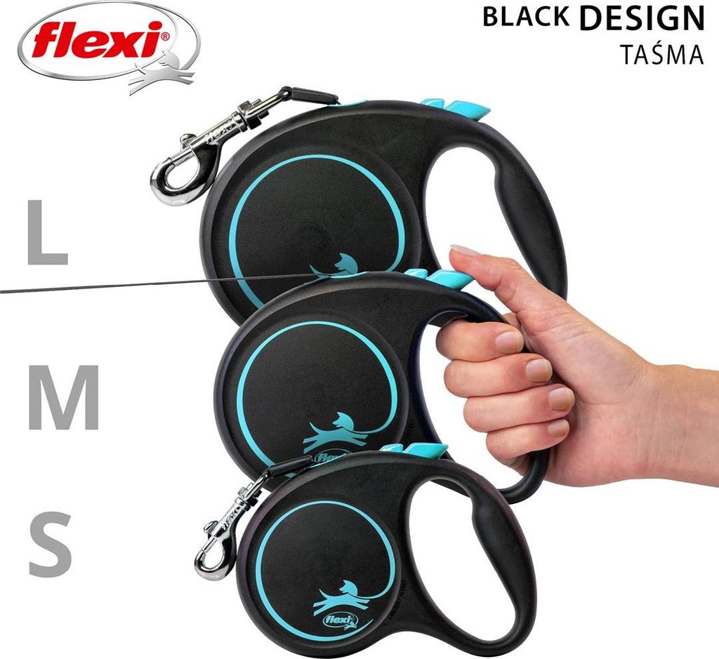 flexi BLACK DESIGN, Gurt, S: 5 m, blau Produktbild 
