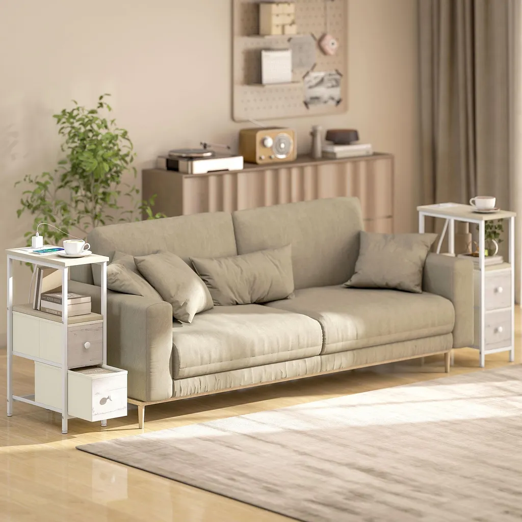 Table basse d'appoint pour petit salon avec station de charge USB intégrée - 2