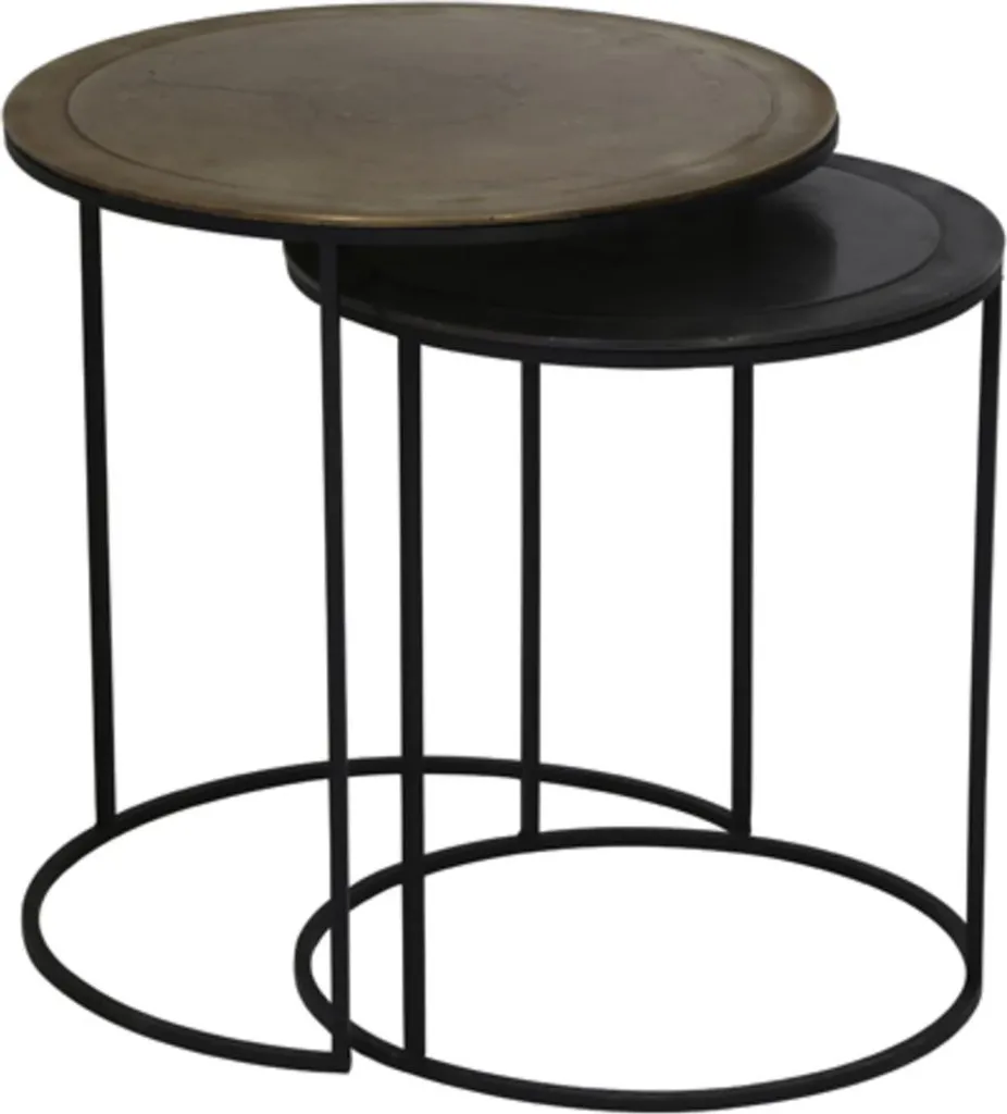 Duo de tables basses pour salon industriel cuivre antique Talca