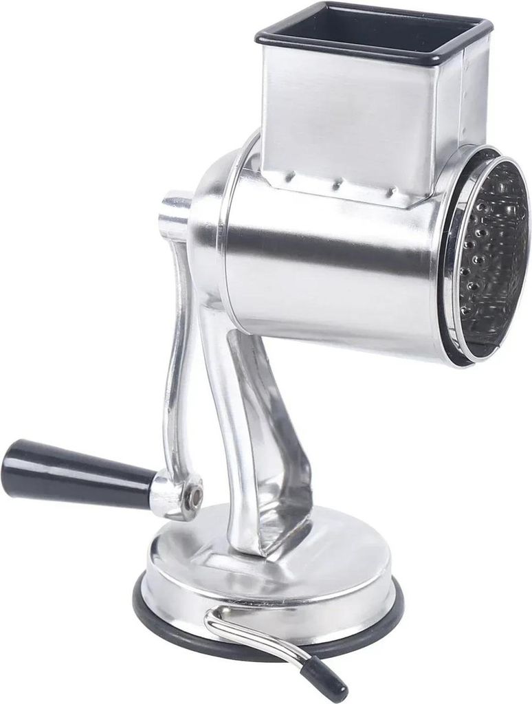 Rotierender Gemüseschneider - Manuelle Trommelreibe - 5 Edelstahl-Trommelklingen - Saugfuß 10,1 cm - 430 Edelstahl + ABS + TPR - Höhe 22,4 cm - ...