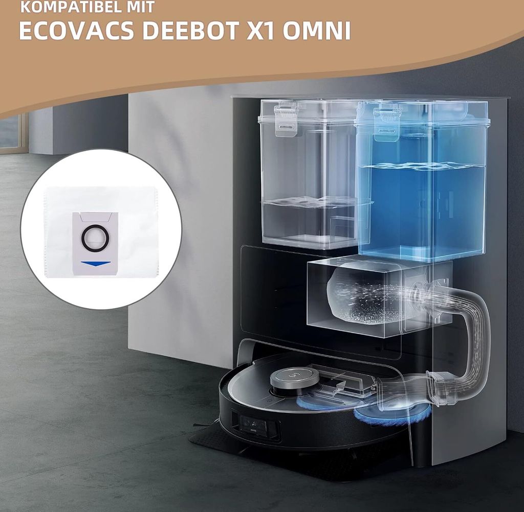 ECOVACS DEEBOT MINI Staubbeutel – 3er Pack, Antibakteriell, 4-lagig Mit Aktivkohle, 99,99% Keimhemmung