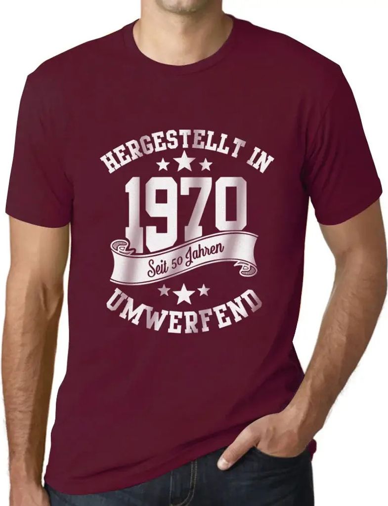 Herren Grafik T-Shirt Hergestellt In 1970 Geschenk 54. Geburtstag Jahrestag 54 Jahre Jubiläum 54 Jährige Mann Jahrgang 1970 Kurzarm Lustige Druck