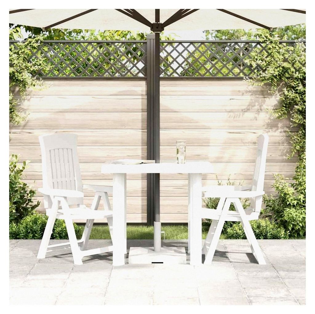 Gartentisch Weiß 80x75x72 cm Kunststoff, Outdoor Beistelltisch für Balkon Loungemöbel Patio Innendekoration