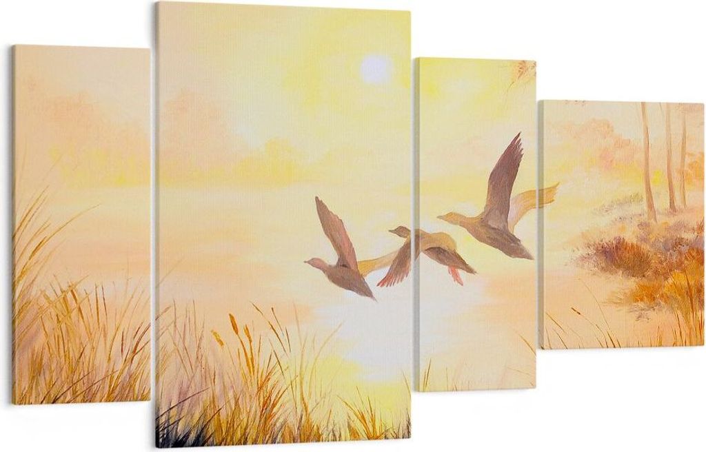 Bild auf Leinwand - Leinwandbild - Vogel Natur Wasser - 120x70cm - Wand Bild - Wanddeko - Leinwanddruck - Bilder - Kunstdruck - Wanddekoration - Le...
