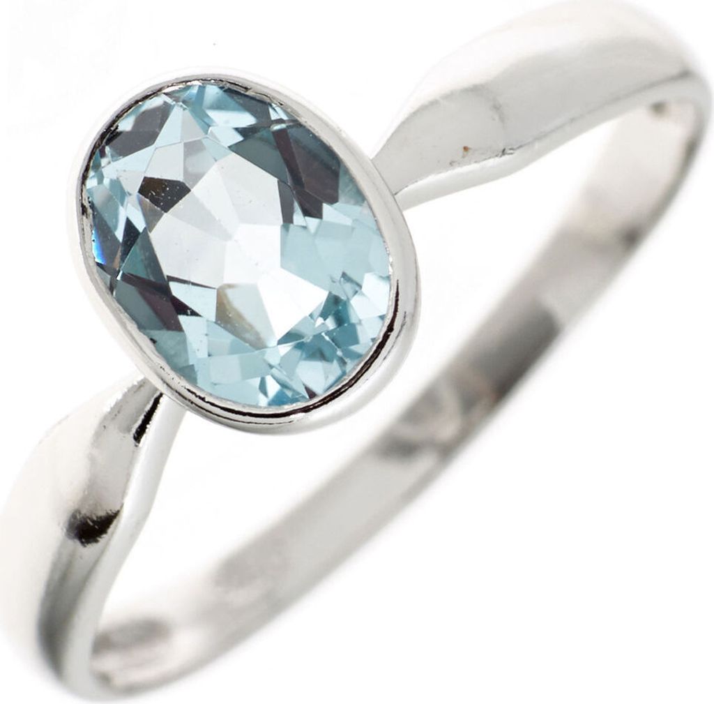 Ring Damenring mit Topas Blautopas 925 Silber Sterlingsilber oval Innenumfang 50mm Ø15.9mm