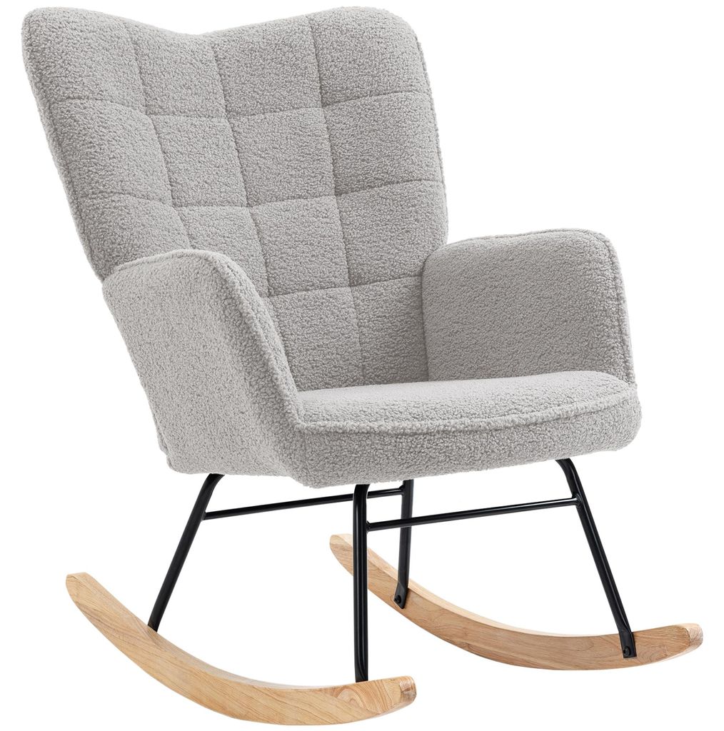 HOMCOM schommelstoel, ergonomisch ontwerp, houten poten, Productafbeelding 
