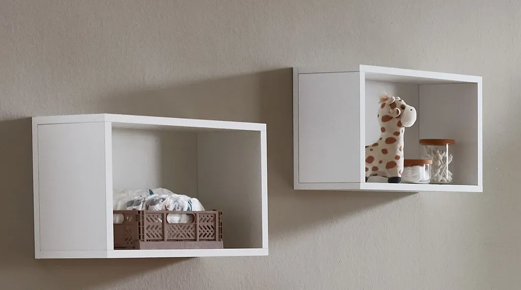 Étagère murale Lina avec 2 compartiments ouverts - Décor bois chêne