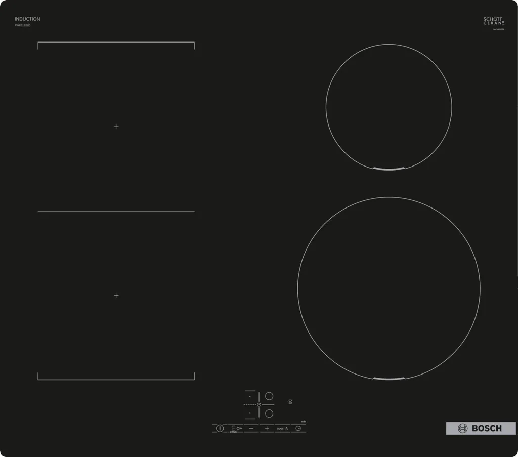 Bosch PWP611BB5E Série 4 Table Induction avec Zone CombiInduction Noire