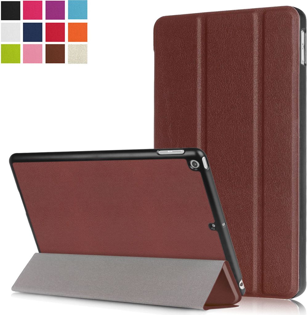 Smart Cover Hülle für Apple iPad 2017 2018 9,7 Schutzhülle Flip Case aufstellbare Tasche Bookstyle Design + GRATIS Stylus Touch Pen (Braun)