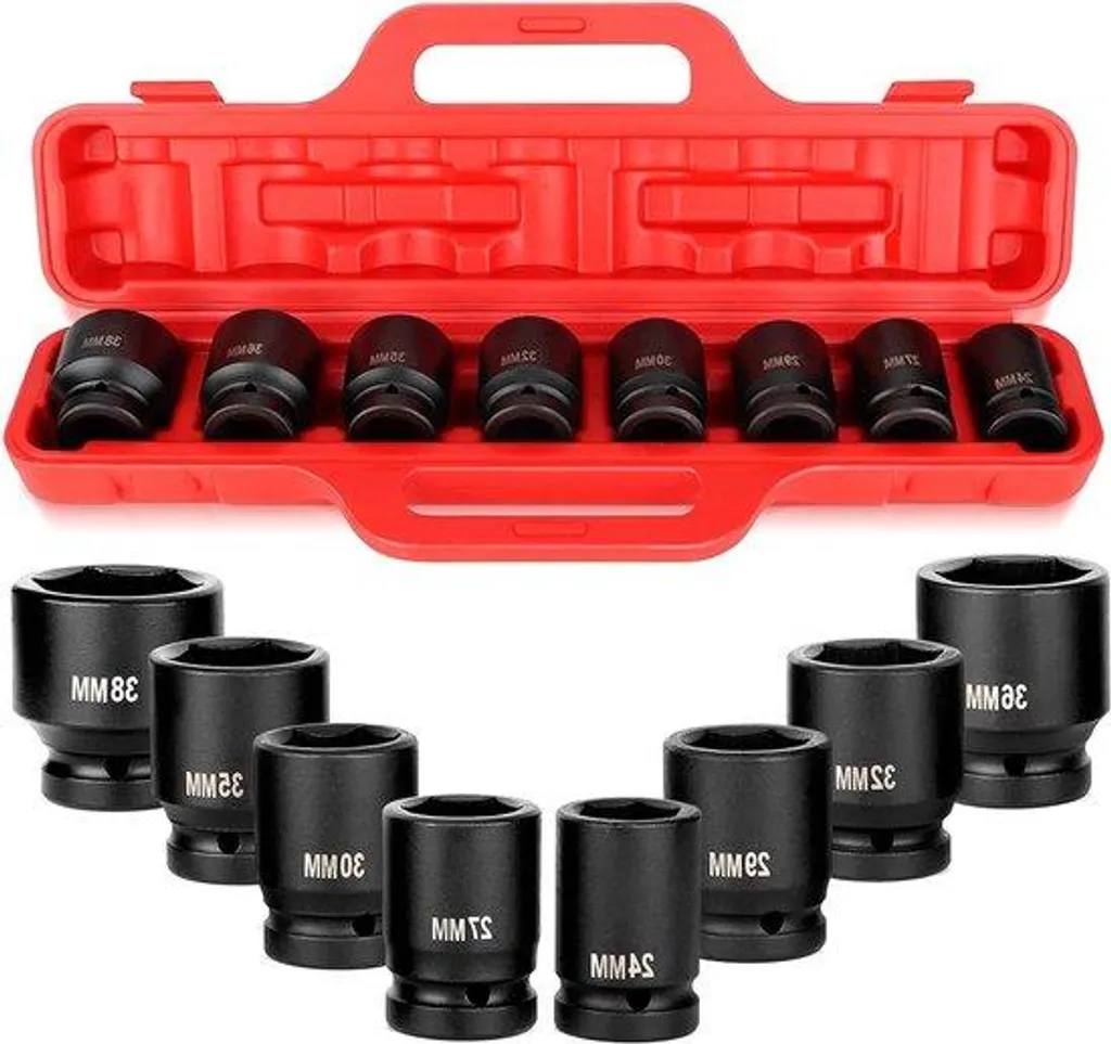 Douilles à choc robustes pour boulons grippés set 8 pièces 24 à 38 mm